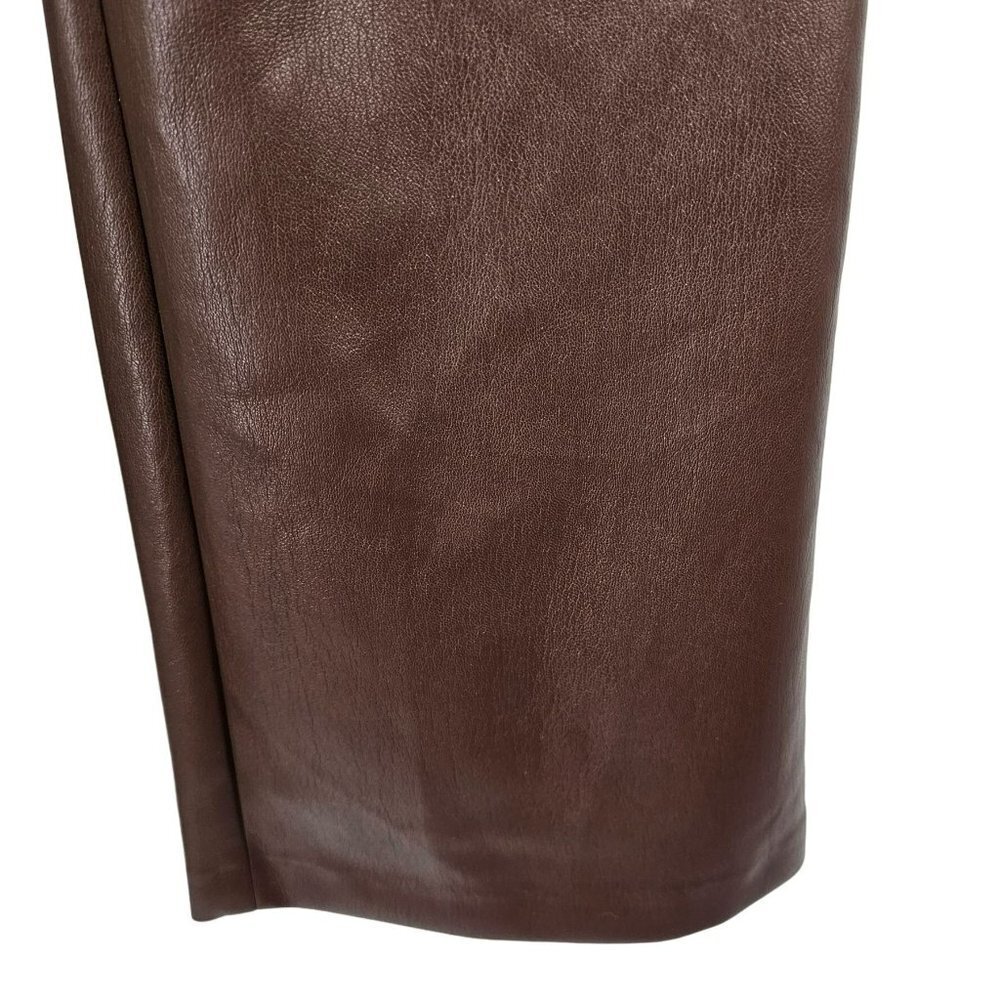 Aritiza Babaton Brown Leather Pants High Waisted Bootcut Vegan Coffee Bean 8 - Picture 5 of 9